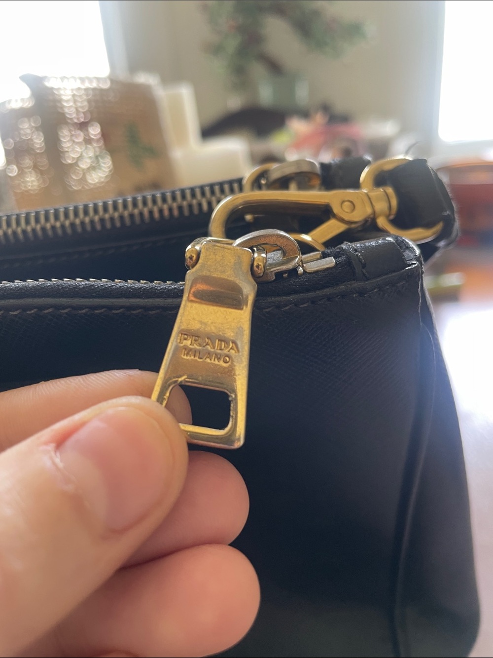 Prada Black Saffiano Leather Satchel with Gold Hardware - Picture 3 of 9
